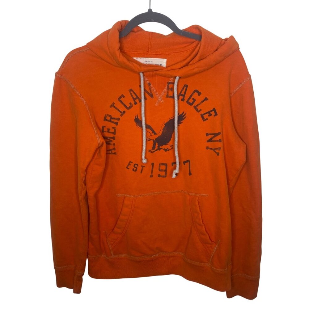 Y2k American Eagle Outfitters Hooded Sweatshirt XS Orange Logo Soft